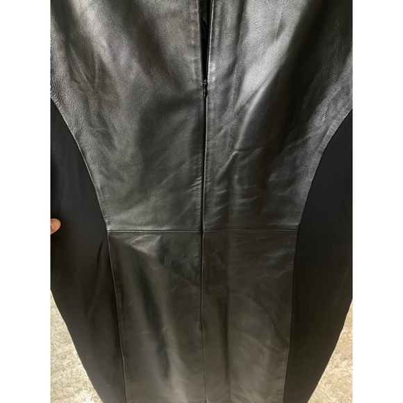 Jessica London Mini Dress Faux Leather Panel Modern Party Gala Event Summer Luxe - Picture 10 of 12